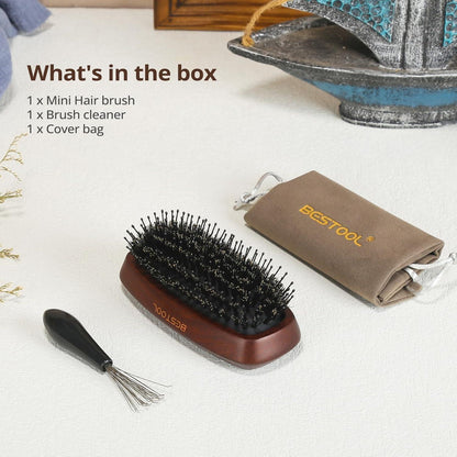 Mini Haarbürste Wildschweinborsten Nylonstiften für Damen