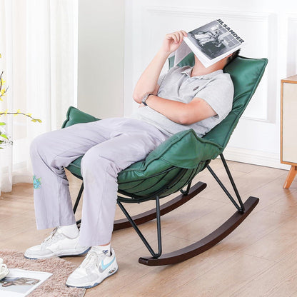 Moderner Schaukelsessel Grün – Bequemer Relaxsessel mit Metallgestell