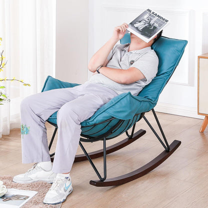 Moderner Schaukelsessel Blau – Bequemer Relaxsessel mit Metallgestell