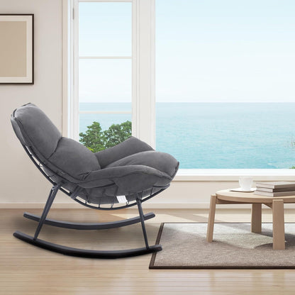Moderner Schaukelsessel Grau – Bequemer Relaxsessel mit Metallgestell
