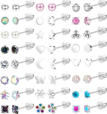 24 Paar Hypoallergene Chirurgenstahl Zirkonia Ohrringe Set Kinder