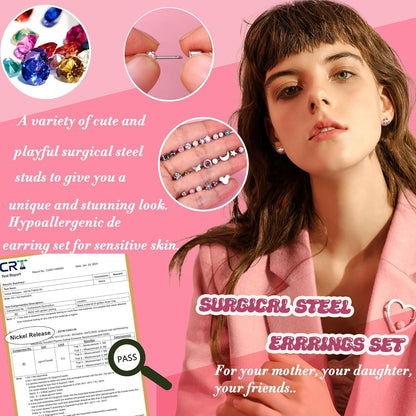 24 Paar Hypoallergene Chirurgenstahl Zirkonia Ohrringe Set Kinder