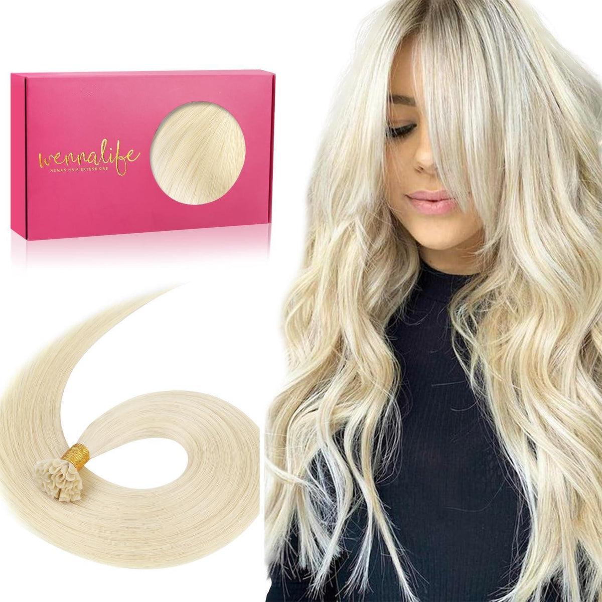 Echthaar Extensions U-Tip Platinblond 40cm 50g