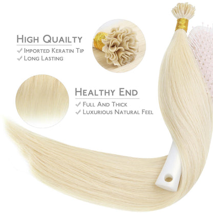 Echthaar Extensions U-Tip Platinblond 40cm 50g