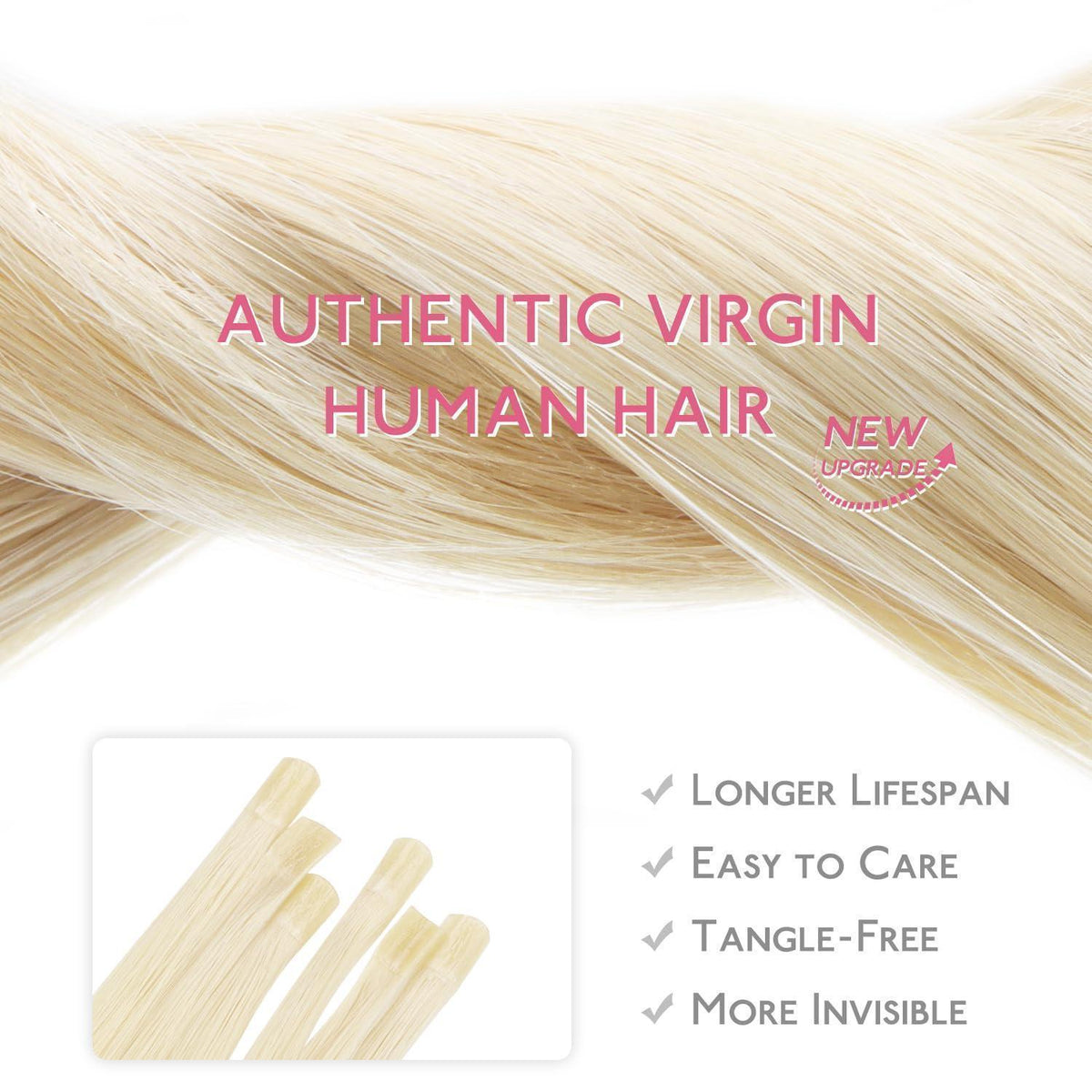Echthaar Extensions U-Tip Platinblond 40cm 50g