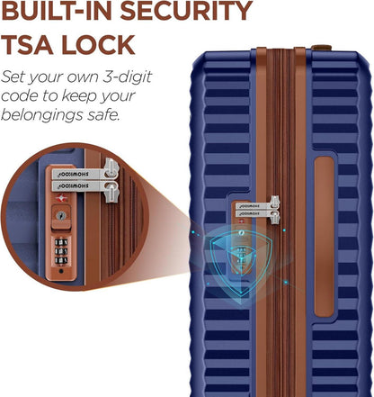 Showkoo Hartschalen Kofferset 3tlg Leicht Erweiterbar 100% PC TSA 360° Rollen