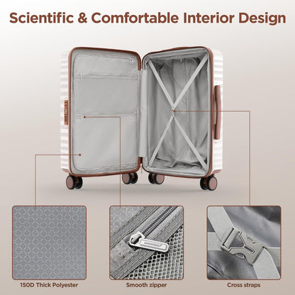 SHOWKOO Reisekoffer Set Hartschale 100% Polycarbonate 3tlg Handgepäck Kulturbeutel