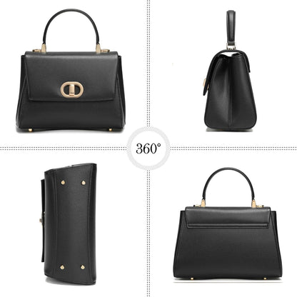 Handtasche Damen Leder Umhängetasche Crossbody Schwarz