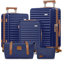 Leichtes 5tlg Hartschalenkoffer Set mit TSA-Schloss, Dunkelblau