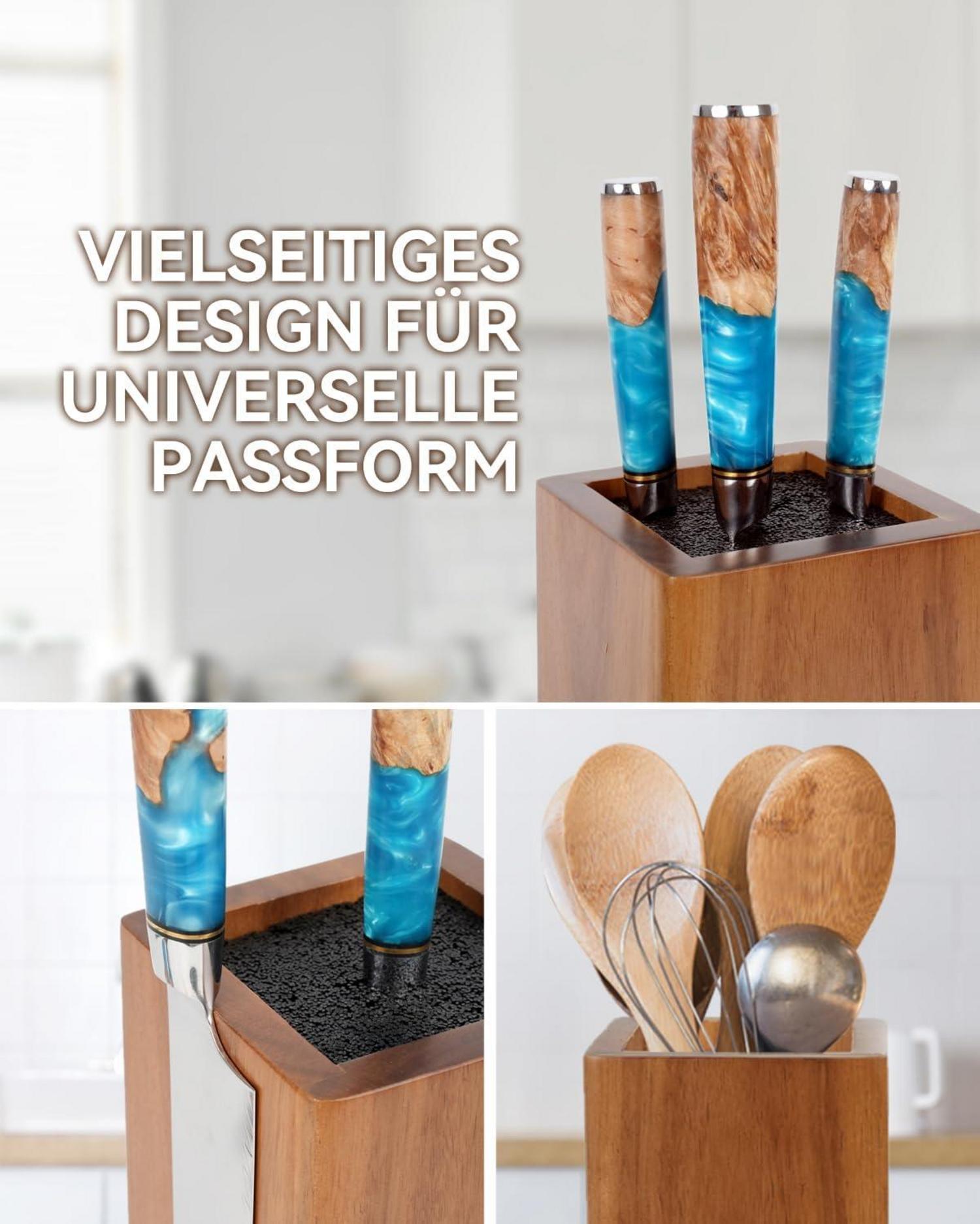 Messerblock Magnetisch 360 Grad drehbar Holz Universal für Küchentheke