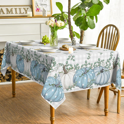 Artoid Blau Büffelkarierte Herbst Tischdecke 140x160 cm - Polyester, Fleckschutz, Küche, Dekor