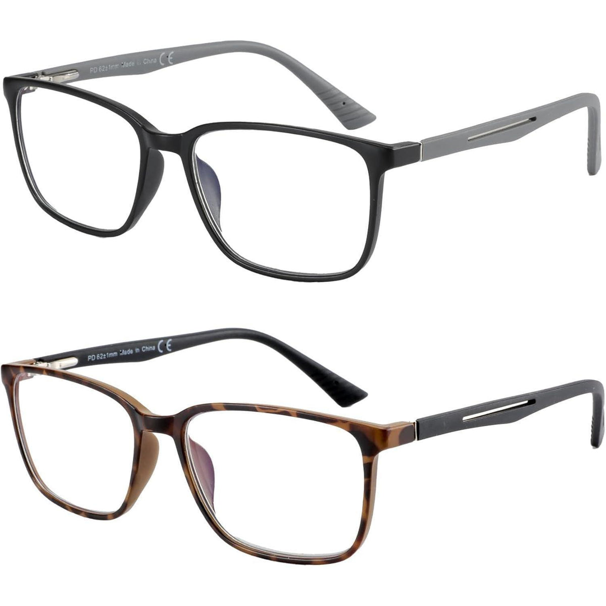 Blaulichtfilter Lesebrille Herren Eckig mit Stärke & UV-Schutz