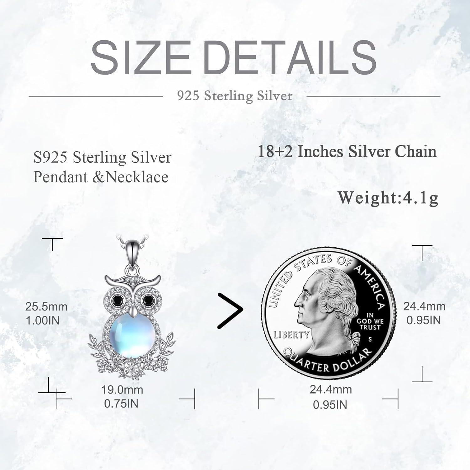 VONALA Eule Halskette Sterling Silber Mondstein Geschenk für