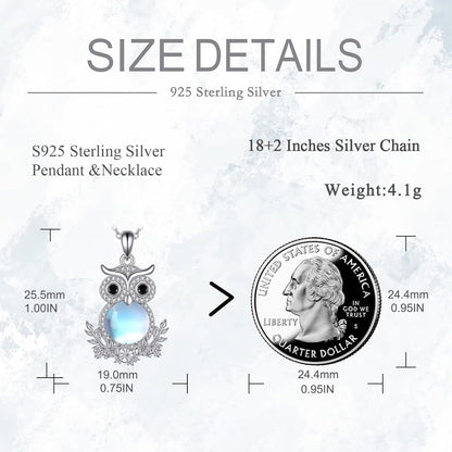 VONALA Eule Halskette Sterling Silber Mondstein Geschenk für