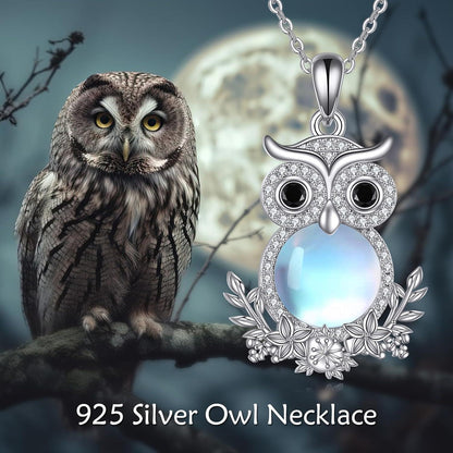 Mondstein Eule Halskette Sterling Silber Weihnachten Geschenke