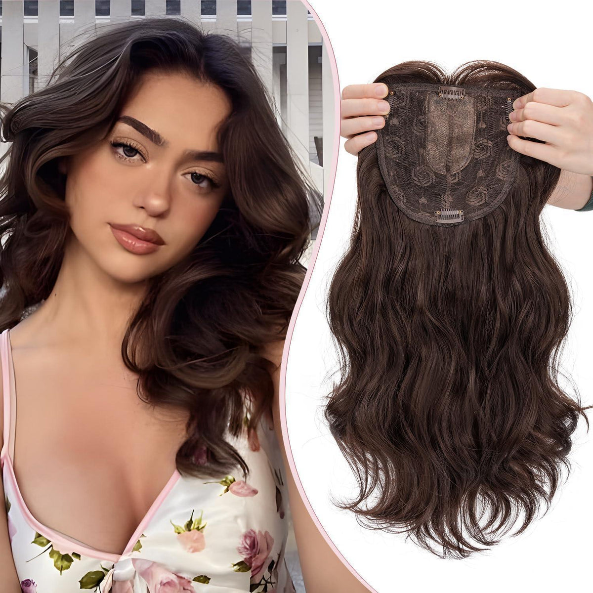 Haartopper mit Fransen, Auburn Braun, 45cm, Volumengeber
