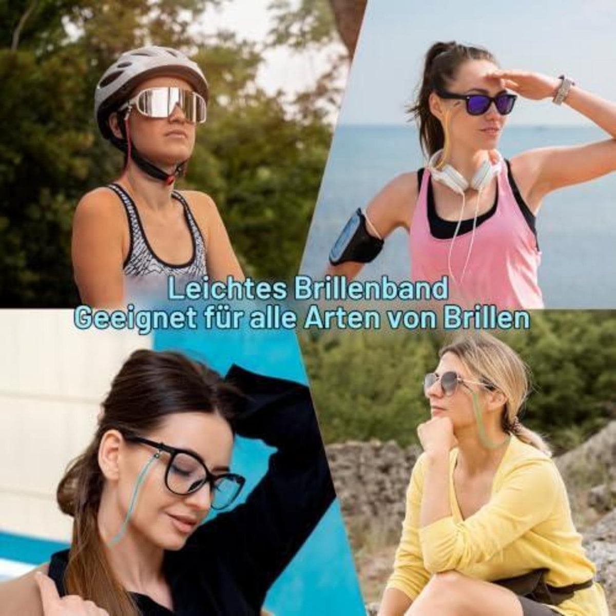 12er Set Nylon Brillenbänder – Bunt & Verstellbar