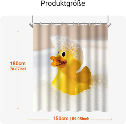 Duschvorhang Gelbe Ente 150x180cm Textil Wasserabweisend mit