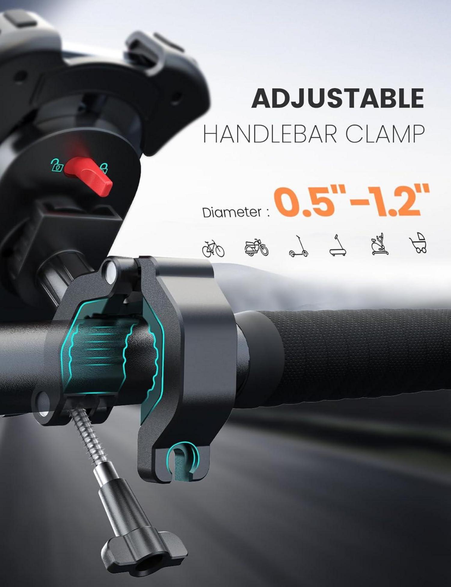 Universal Fahrrad Handyhalterung 360° Lenkerhalter iPhone Samsung 4,7-7,0 Zoll Smartphones Schwarz