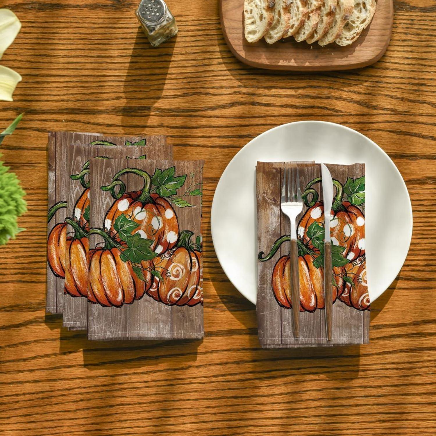 Herbst Stoffservietten Set 45x45cm Saisonal Deko Esszimmer