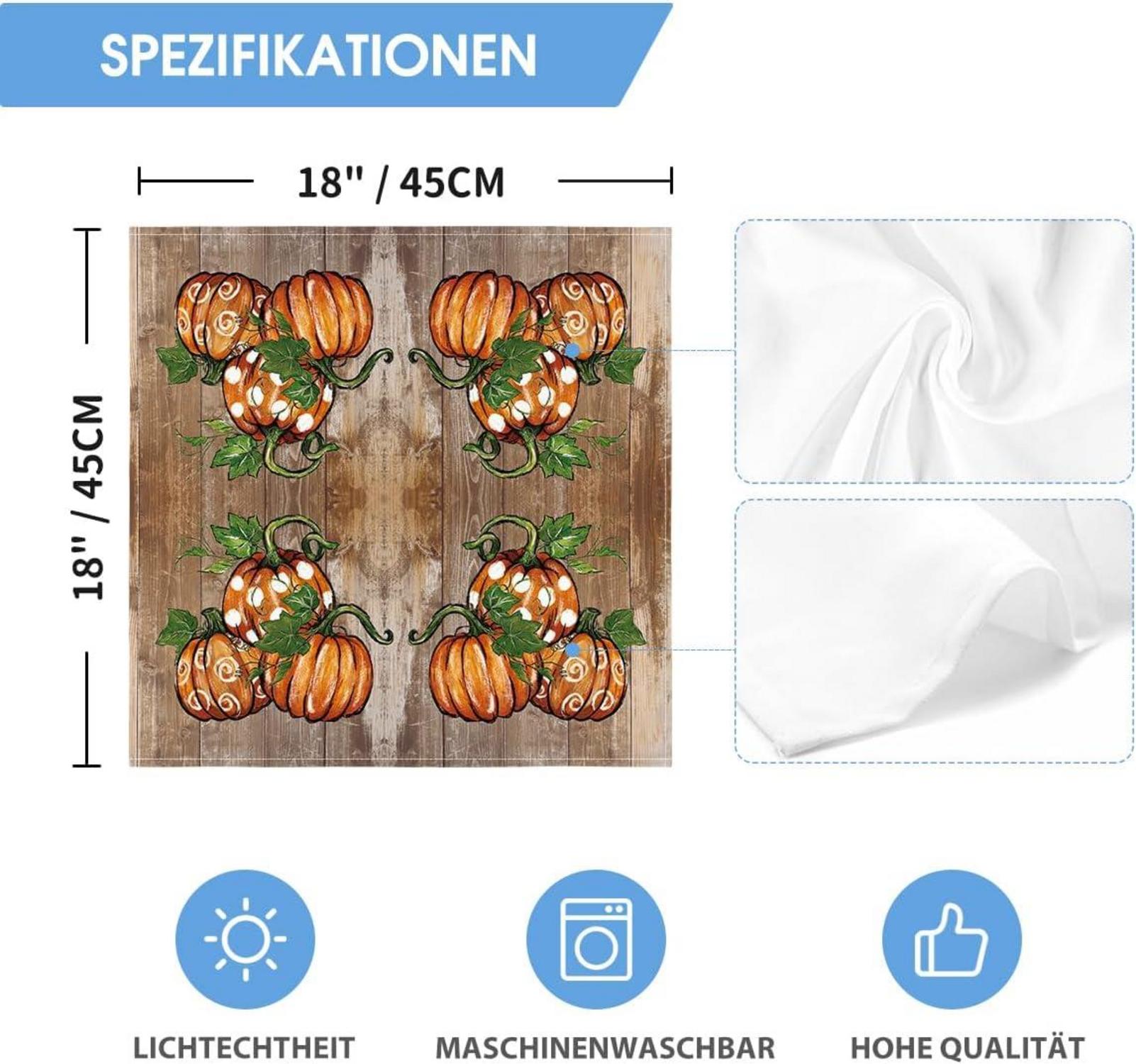 Herbst Stoffservietten Set 45x45cm - Saisonal Fall Dekoration