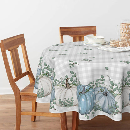 Büffelkarierte Blau Herbst Tischdecke Rund 120 cm Polyester