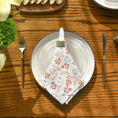 Orange Kürbisse Blätter Herbst Stoffservietten 4er Set 45x45cm