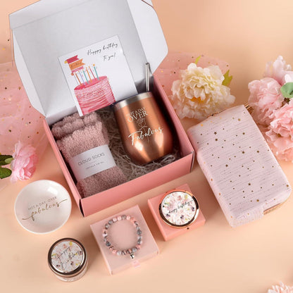 Geschenkset für Frauen, Geburtstag, Rose Gold, Entspannung, 9 Teile