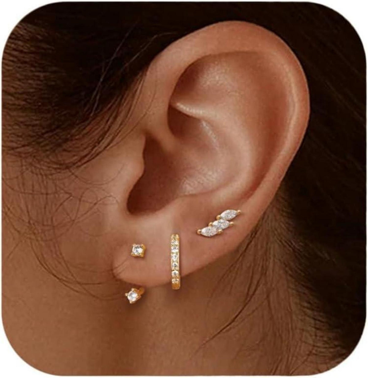 Ohrringe Silber 925 Set 3 Paar Zirkonia Creolen Studs