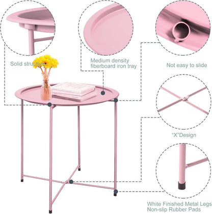Runder Beistelltisch Metall Rosa Stauraum modern Wohnzimmer Schlafzimmer