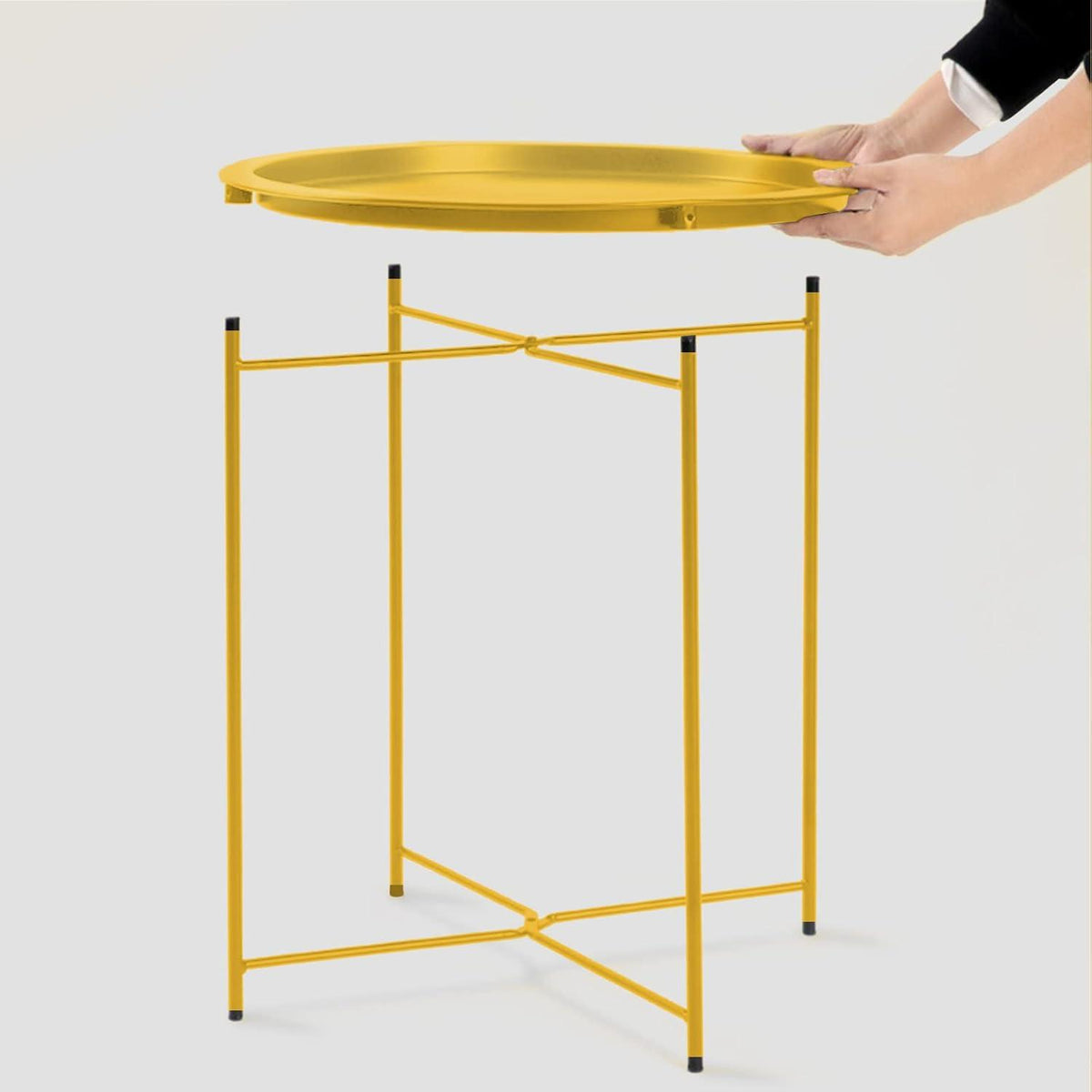 Beistelltisch rund Gelb Metall Snacktisch Wohnzimmer Schlafzimmer