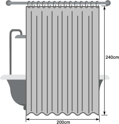 Duschvorhang Überlänge 200x240 Grau Wasserabweisend Antischimmel