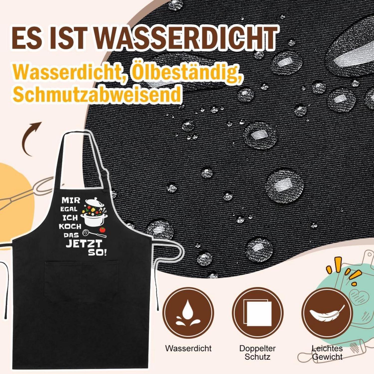Lustige Kochschürze Schwarz Baumwolle Taschen Verstellbar