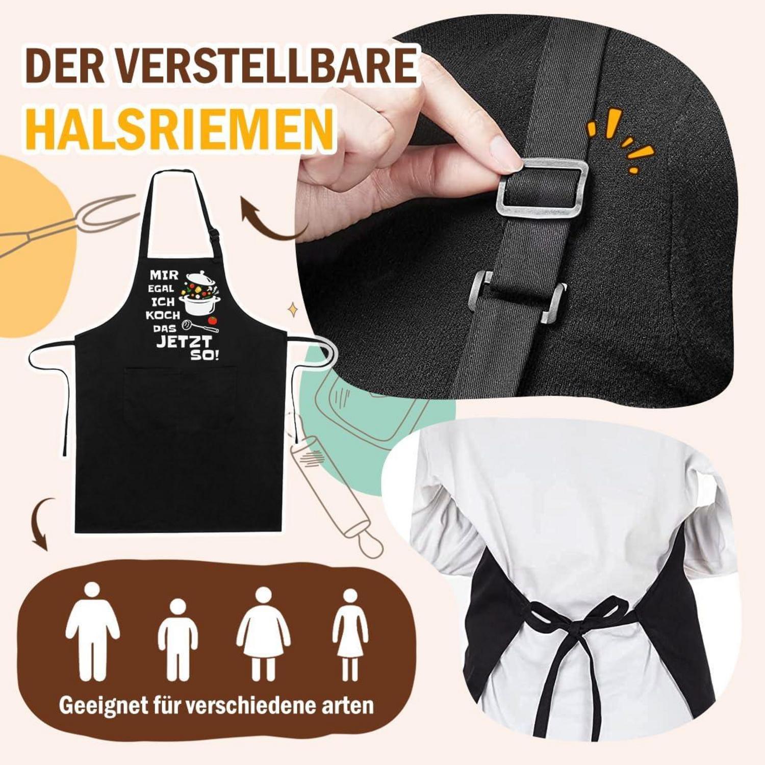 Kochschürze Schwarz Baumwolle Lustige Herren Damen Taschen Verstellbar