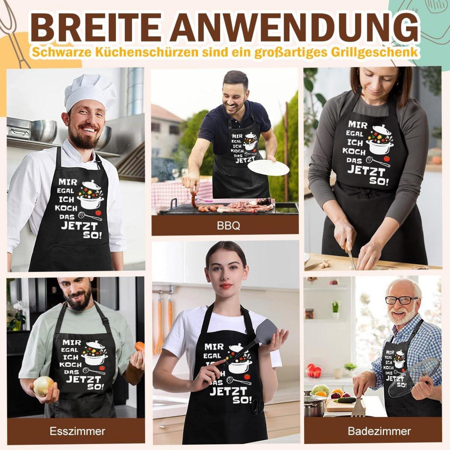 Kochschürze Schwarz Baumwolle Grillschürze Lustige Schürze