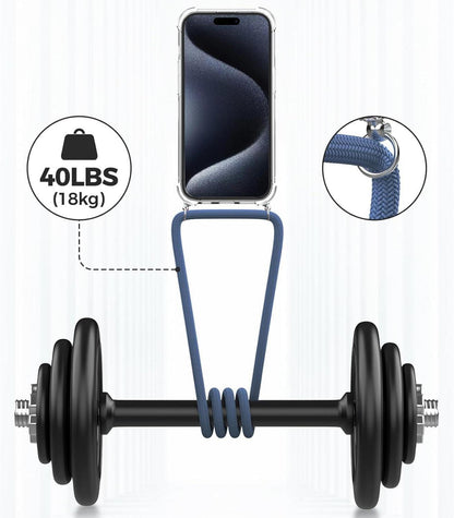 Handykette kompatibel mit iPhone 15 Pro Max, Transparente Handyhülle zum