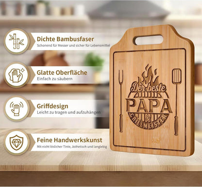 Graviertes Bambus Schneidebrett - Geschenk für Papa, Geburtstag, Weihnachten