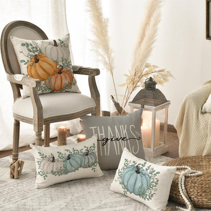 Orange Kürbisse Herbst Kissenbezug 4er Set 45x45 cm Sofa Deko