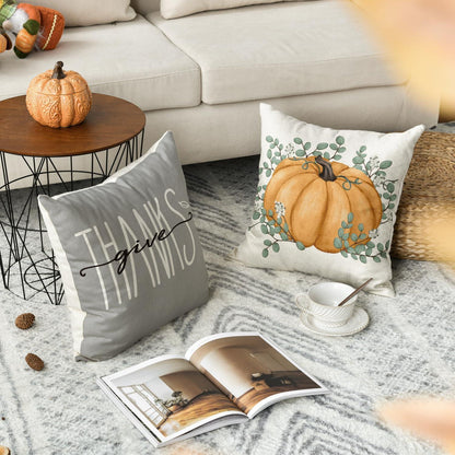 Herbst Orange Kürbisse Kissenbezüge 4er Set 45x45 cm Couch Wohnzimmer