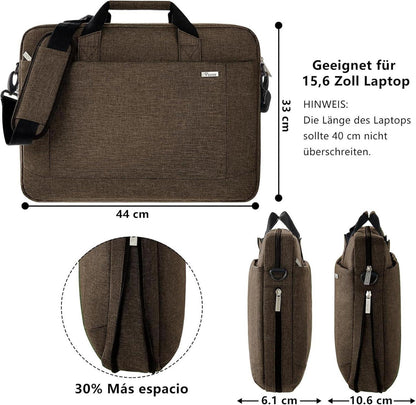 Voova Große Laptoptasche 14-16 Zoll Wasserdicht Braun Laptop Tasche