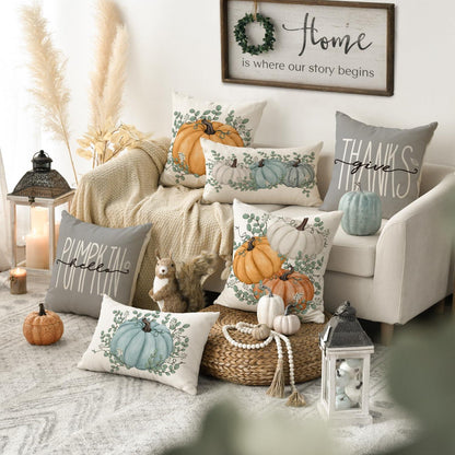 Herbst Deko Kissenbezüge 4er Set 40x40 cm Orange Sofa Couch