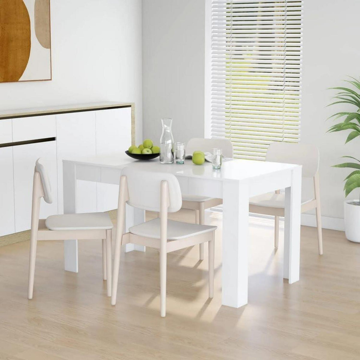 Weißer Esstisch Holzwerkstoff 140x74,5x76 cm – Unikat
