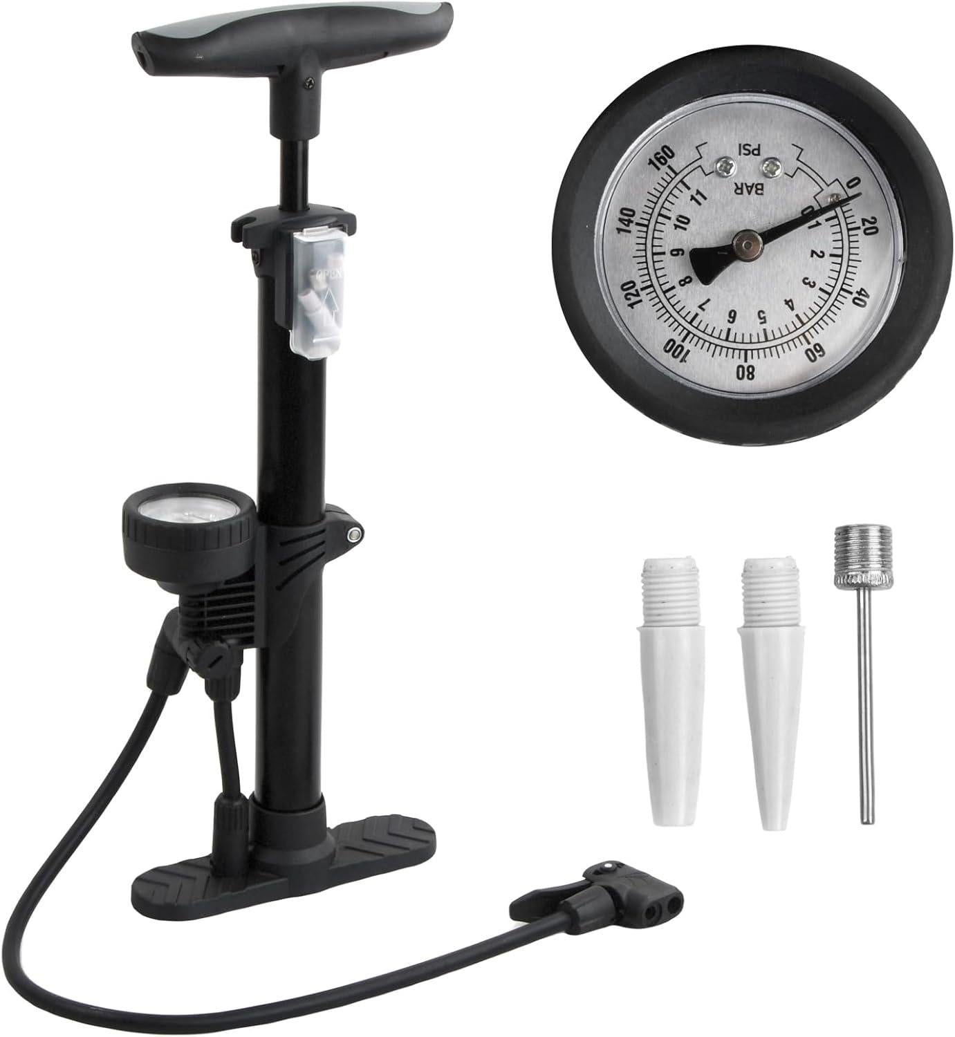 Fahrrad Luftpumpe mit Manometer für Rennrad, Mountainbike, E-Bike