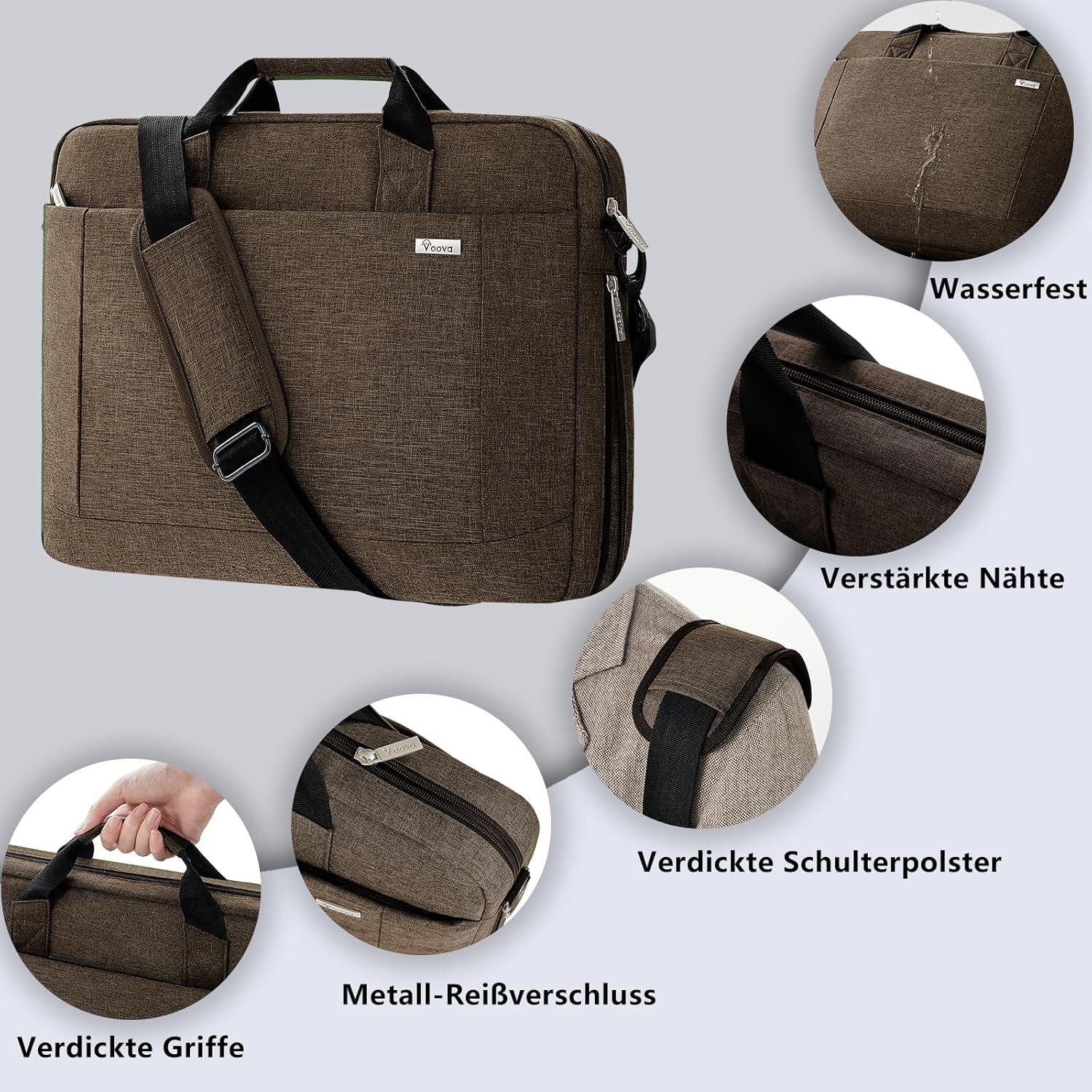 Große Laptoptasche 17-17,3 Zoll Erweiterbar Wasserdicht Braun Dell HP