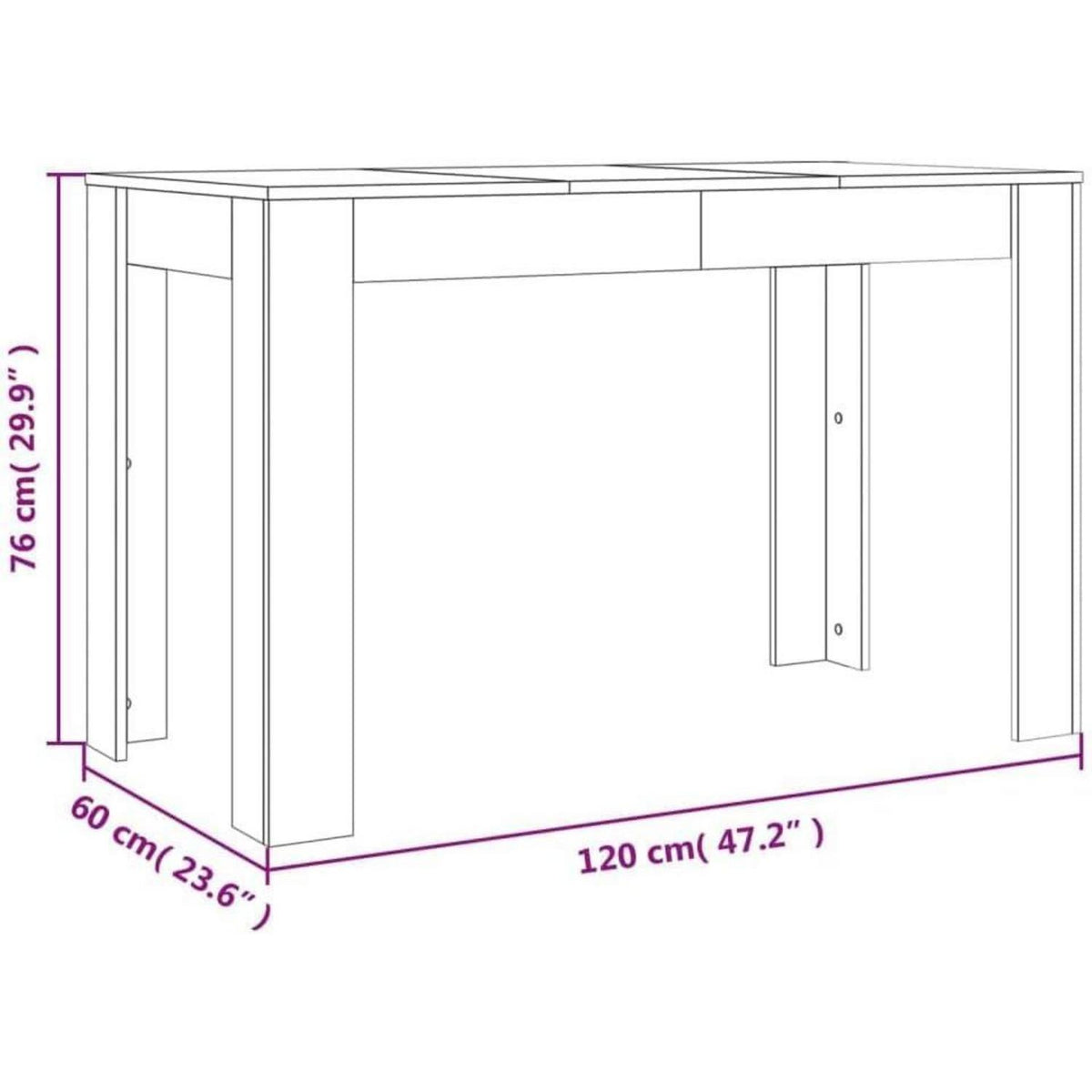 Esszimmertisch Grau Sonoma 120x60 cm – Minimalistischer Küchentisch