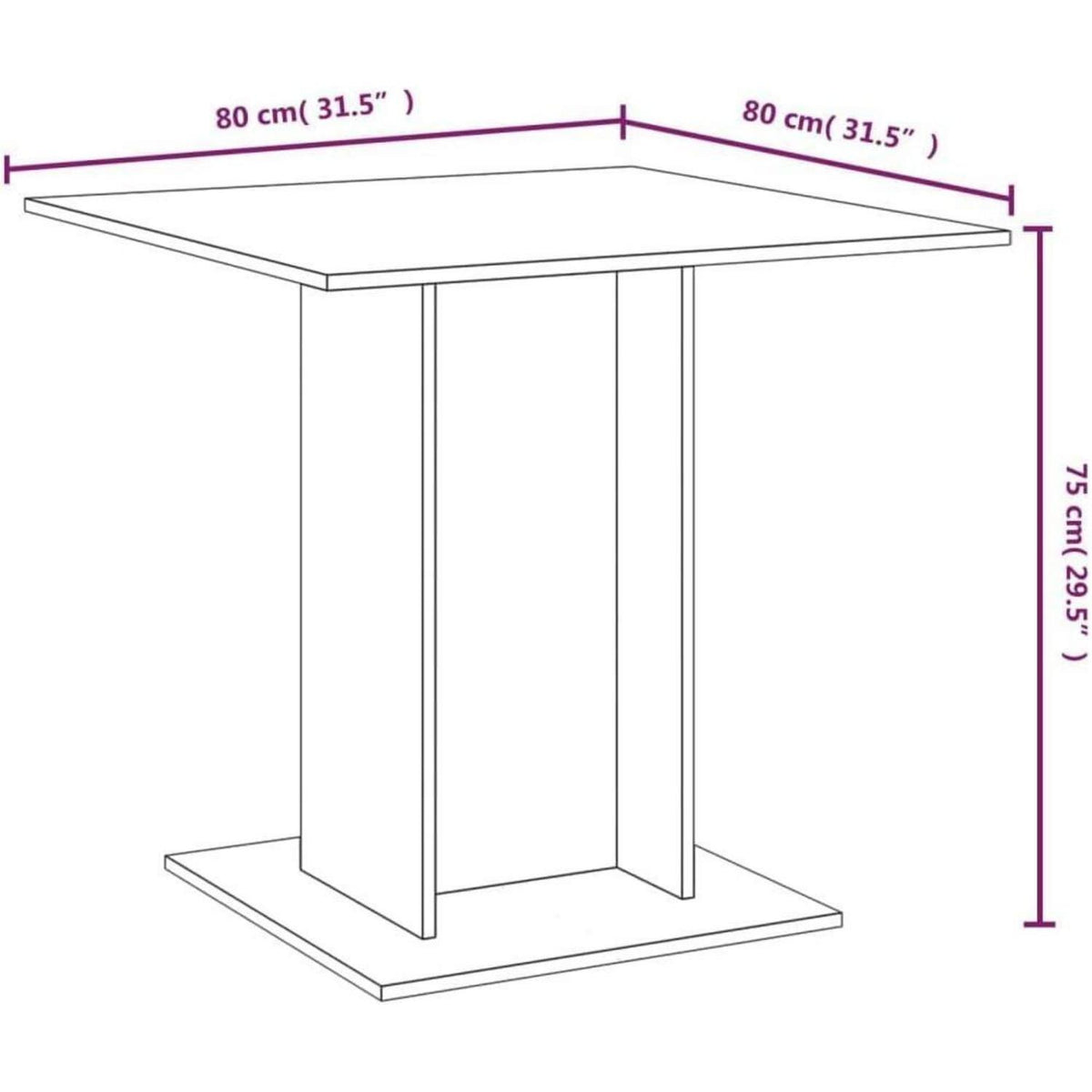 Grauer Esstisch Sonoma 80x80 cm – Küchentisch für Esszimmer