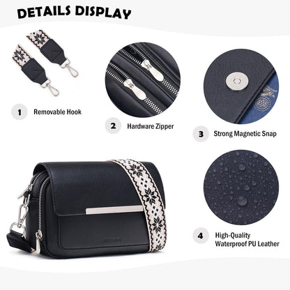 Damen Umhängetasche Vegan Leder Crossbody Schultertasche verstellbarer