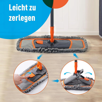 2-teiliges Bodenwischer Set mit waschbaren Mopp-Pads - für