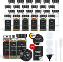 24er Set Gewürzgläser Glas 120ml mit Etiketten und Streueinsatz