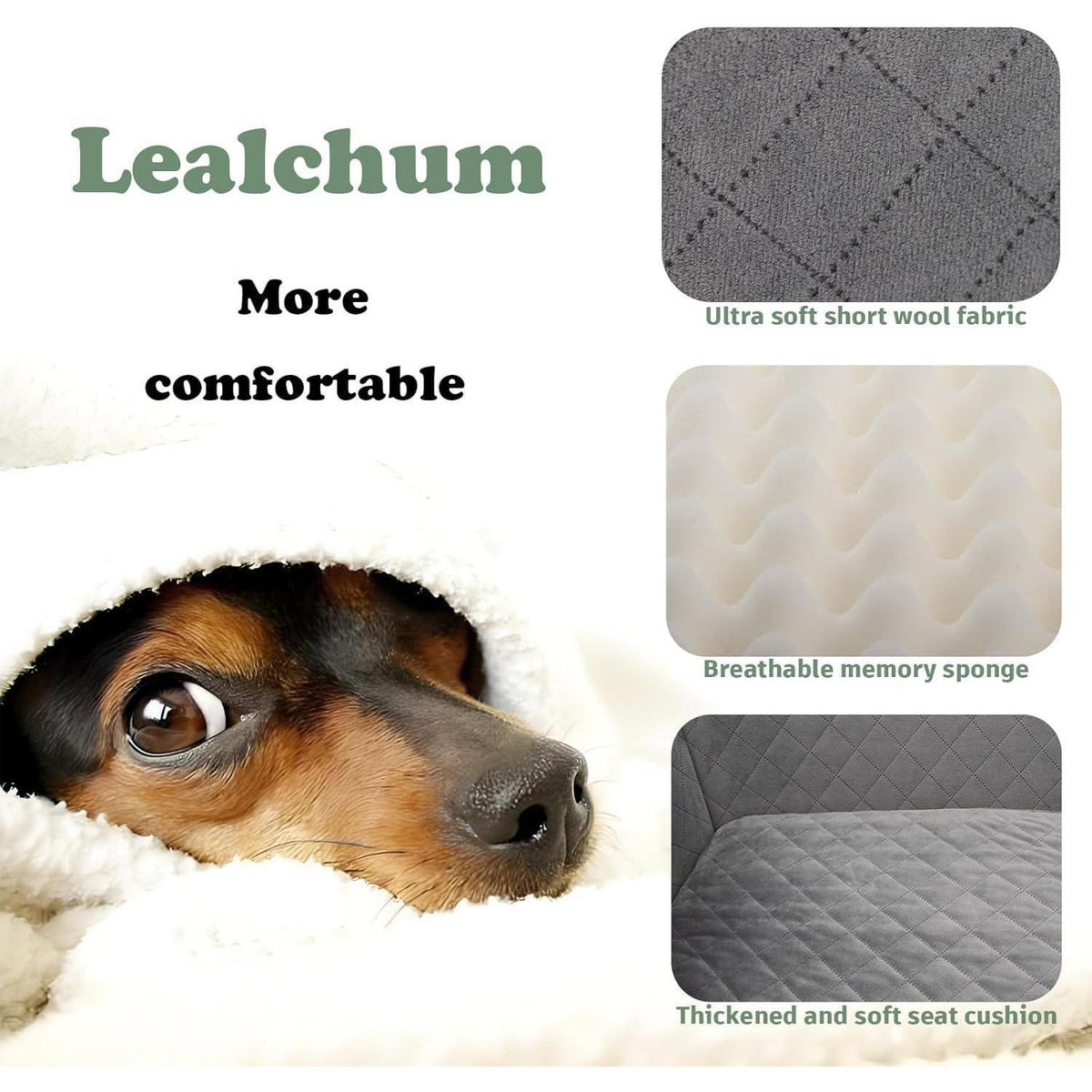 Hundeautositz mit Leine & Taschen – Komfortabel & Sicher (Schwarz/Grau, L)
